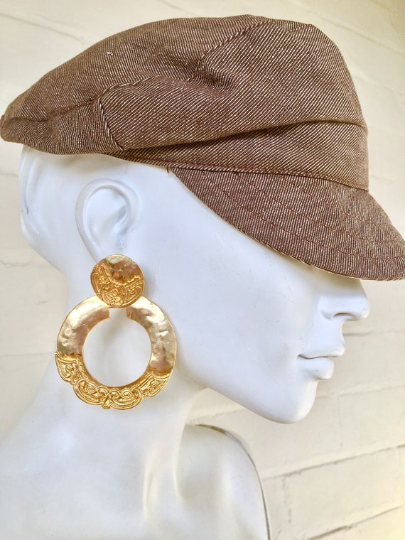 Large Gold Statement Hoop Earrings / Oversized 80s