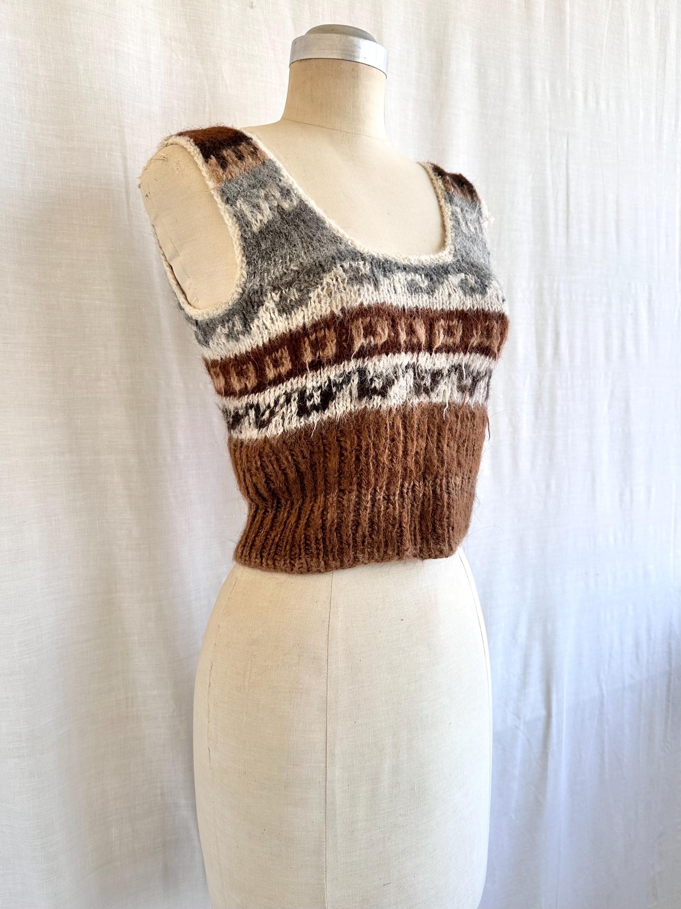 Vintage V Neck Lambs Wool Vest - Elena