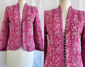 Vintage 70's Phool Indian Boho Cotton Gauze Jacket / Ethnic Hippie Bohemian Festival Block Print Jacket