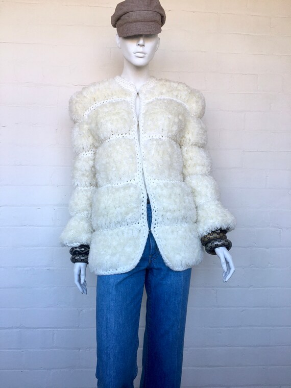 Vintage Oversized Chunky Knit and Crochet Sweater