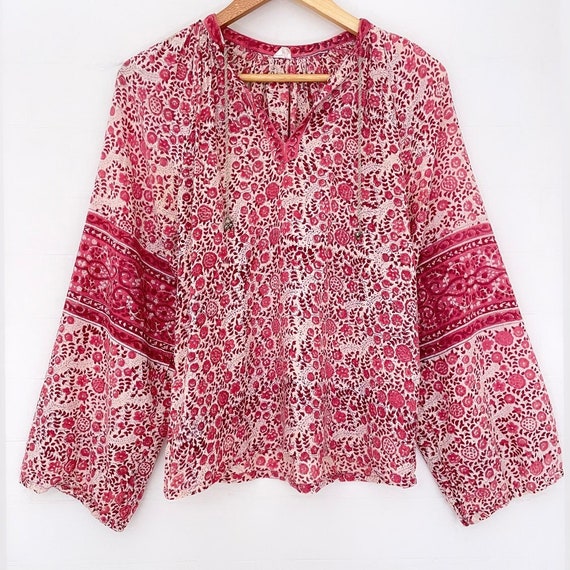 Vintage Indian Cotton Gauze 70s Blouse / India Cotton… Gem