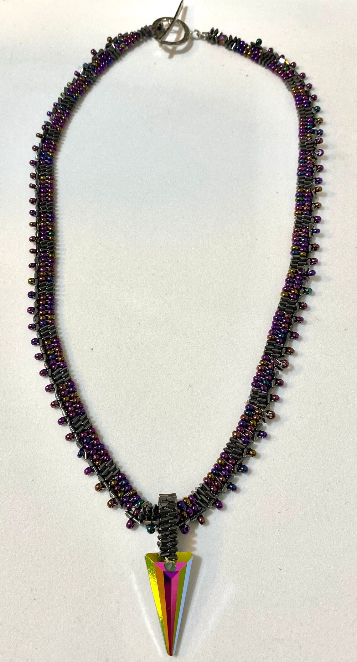 Hematite Necklace w/ crystal beads Etsy