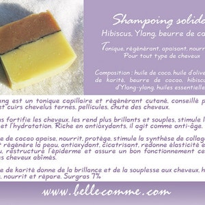 Organic solid shampoo Cocoa butter, Hibiscus, Ylang for normal hair, or oily or dry hair Rebalancing image 3