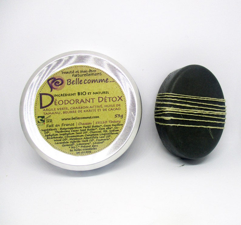 Organic and natural detox deodorant with shea and cocoa butter, tamanu oil and activated charcoal image 2