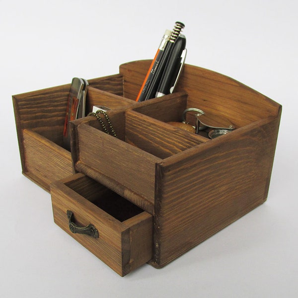 Wooden Desk Organizer Office Organizer Pencil Cup Caddy Tools Office Supplies Holder Home Decor Brown Color