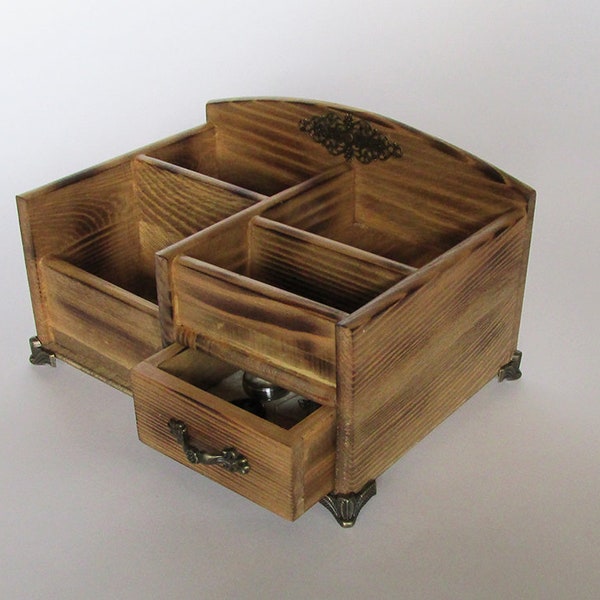 Desk Organizer Office Organizer Pencil Cup Office Decor Caddy Tools Office Supplies Holder Wooden Organizer- burned wood
