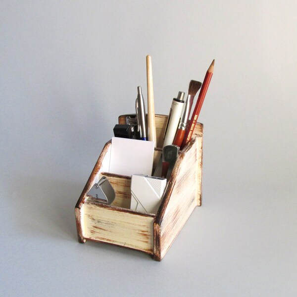 Wooden Desk Organizer Office Organizer Pencil Cup Office Decor Caddy Tools Office Supplies Holder Home Decor