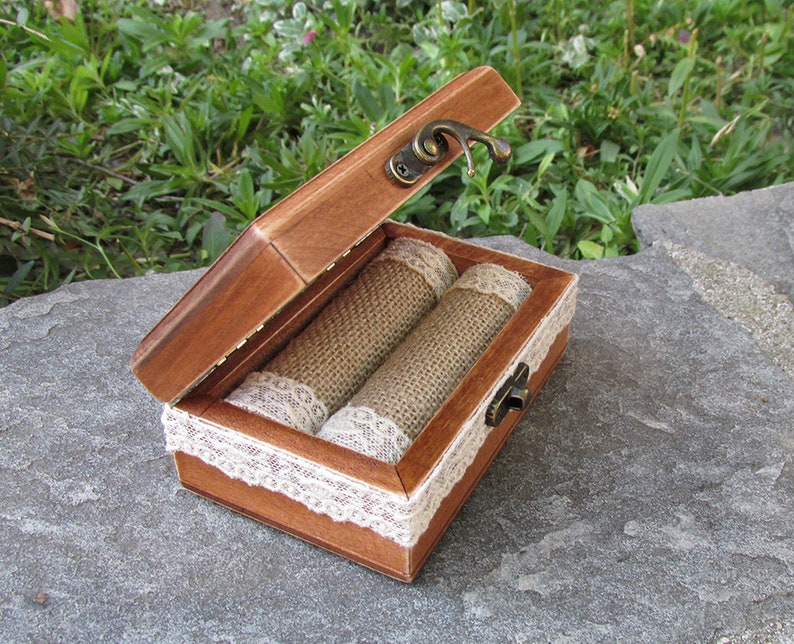 Wedding Ring Box Rustic Ring Box Custom Wood Ring Box Rustic Wedding Box Personalized Box Wedding Ring Holder Custom Ring Box Walnut Color image 7