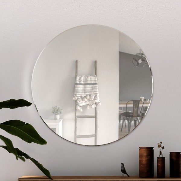 All Glass Bevelled Classic Design Round Mirror 80 x 80CM