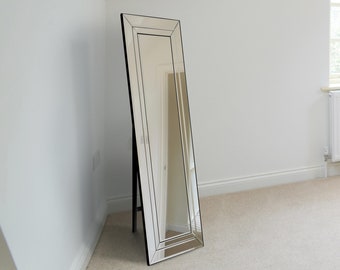 New Double Bevel Large Modern Venetian Cheval Free Standing Mirror 5ft X 1ft3 (150cm x 40cm)