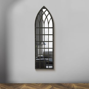 MirrorOutlet Large Antique Black Apartment Style Metal Window Tall Mirror 140 x 40m & 160 x47.5cm