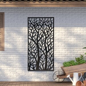 Amarelle Large Metal Decorative Garden Screen 2 size options - 120cm x 60cm or 180cm x 90cm, 3 designs - Leaf, Tree or Flame