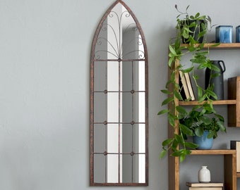 MirrorOutlet Chelsea Metal Arch shaped Decorative Window opening Garden Mirror 120cm X 40cm