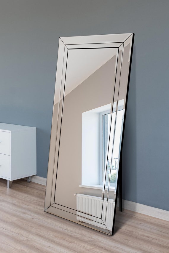 New Double Bevel Large Modern Venetian Cheval Free Standing Mirror