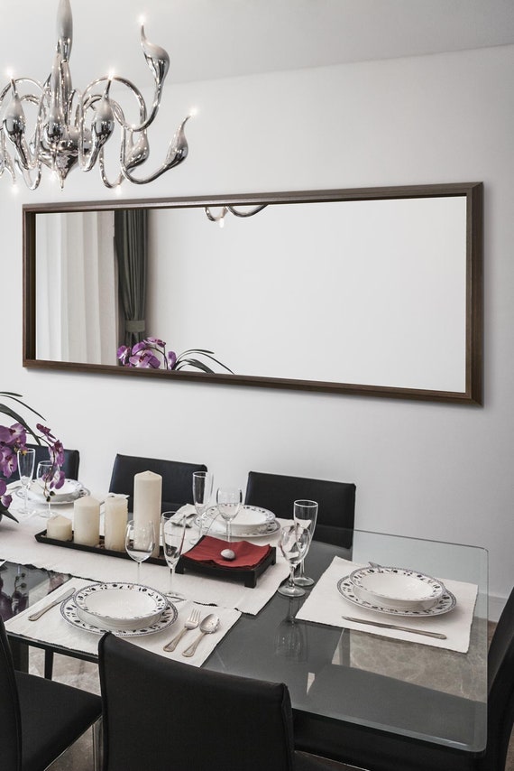 Naples Modern Italian Rich Brown Wood Wall Mirror 161cm X 69cm