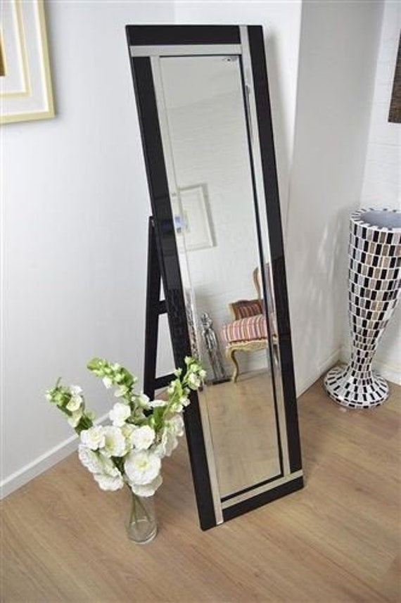 Aston Black All Glass Cheval Mirror 150 X 40 CM Etsy UK