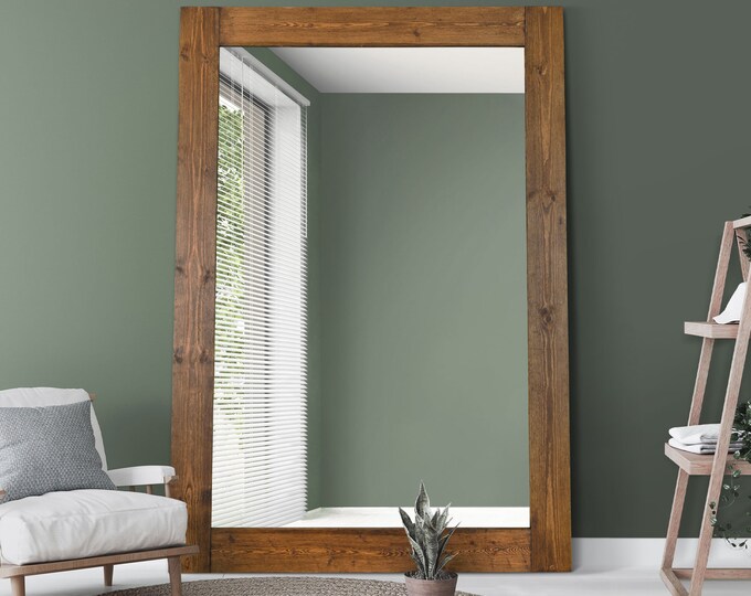 Farmhouse Dark Natural Wood Extra Large Wall Mirror 209 X 149 CM - Etsy