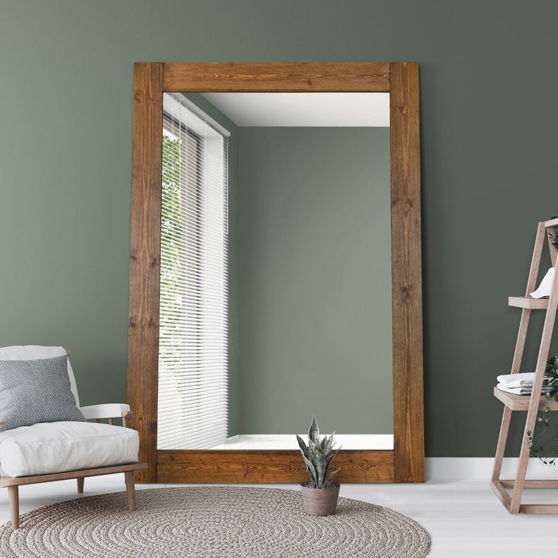 Farmhouse Dark Natural Wood Extra Large Wall Mirror 209 X 149 CM image 1