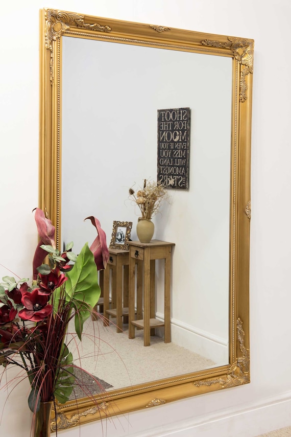 Extra large gold mirror deals