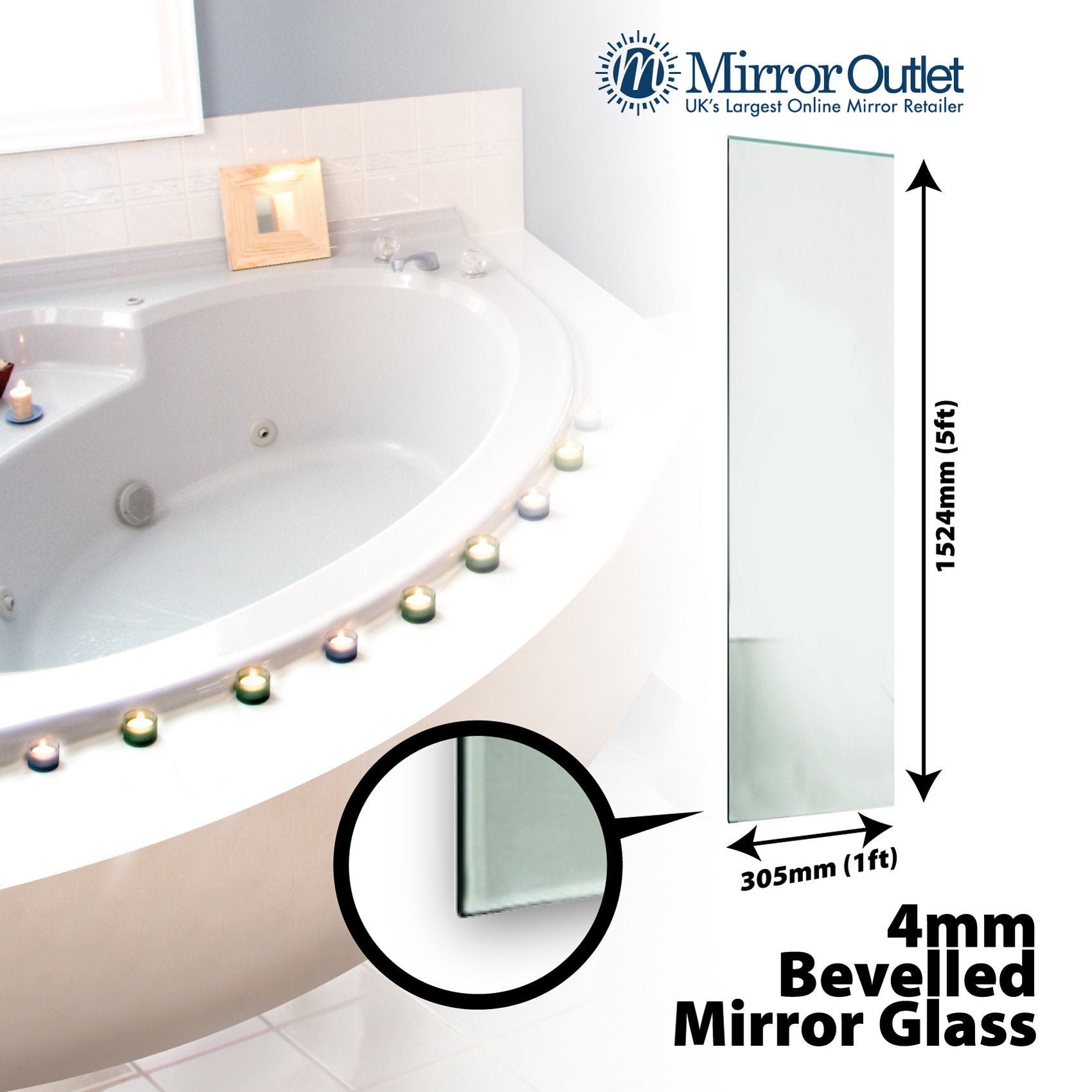 Baño biselado espejo de vidrio de seguridad respaldado 4 mm de | Etsy