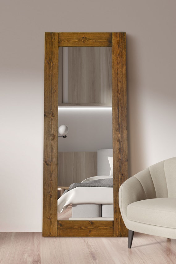 Farmhouse Dark Natural Wood Large Full Length Mirror 208 X 86 CM