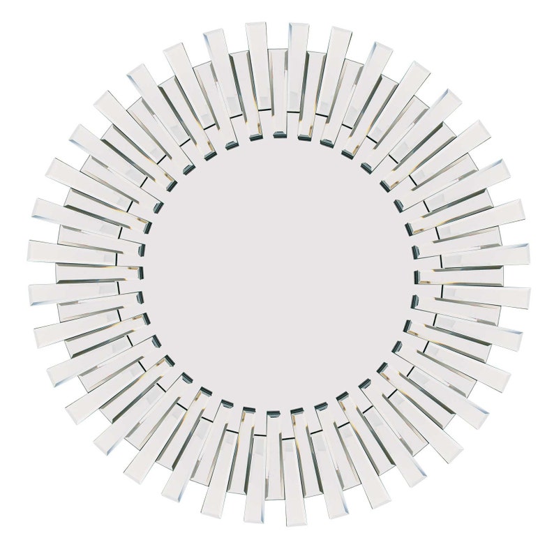 Welwyn All Glass Modern Round Sunburst Bathroom Mirror 91cm X Etsy UK