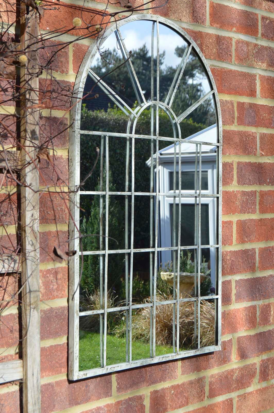 Large off White Rustic Arch Garden Wall Mirror 2ft7 X 1ft8 Etsy UK