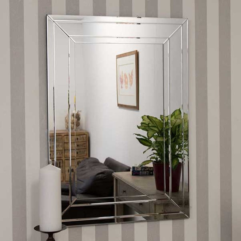 Large Venetian Modern Big Bevelled Wall Mirror 2ft3 X 3ft3 - Etsy UK