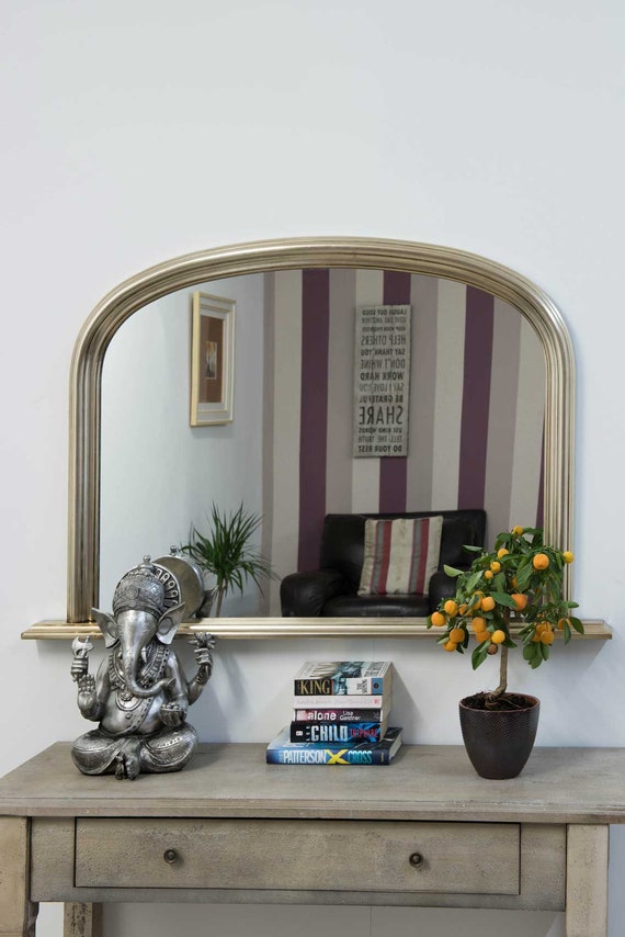 Large Wall Mirror 4Ft X 2Ft7 120cm X 79cm Arched Ivory Cream Over Mantle Large Wall Mirror 4Ft X 2Ft7 120cm X 79cm Arched Ivory Cream Over Mantle