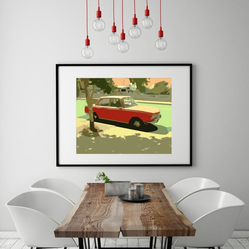 Modern Wall Art Mid Century Art Print Abstract Print Red