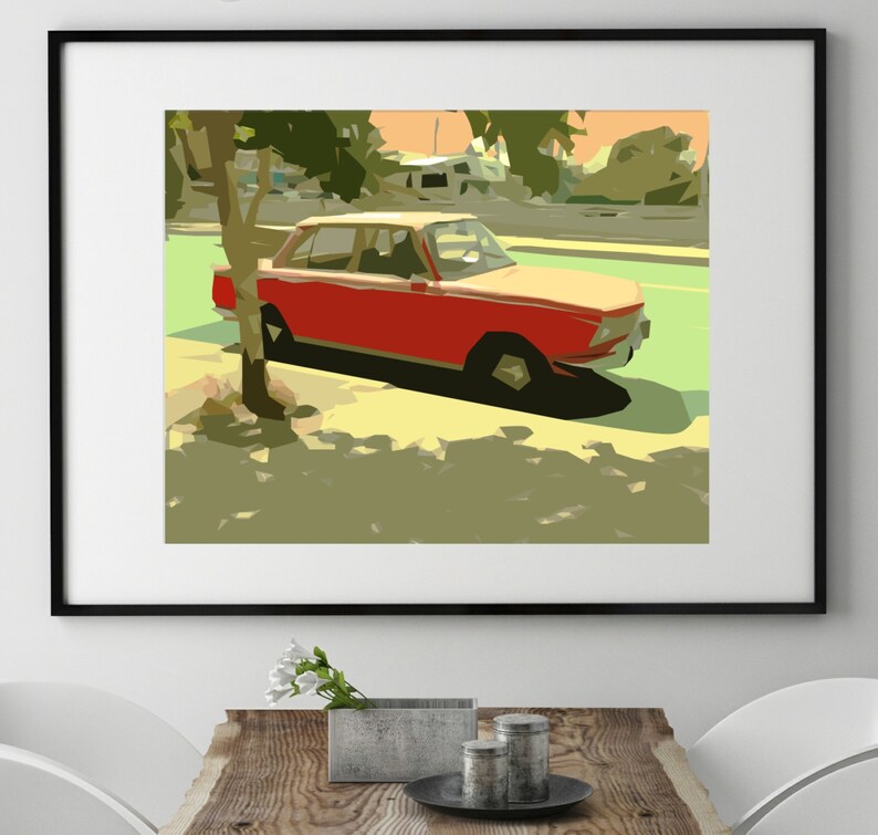 Modern Wall Art Mid Century Art Print Abstract Print Red
