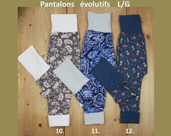 LIQUIDATION Pantalon évolutif 18 à 48 mois, en jersey ou interlock  doux 100% coton, PRÊT-A-ENVOYER