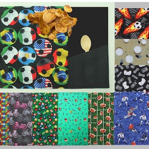 Cotton placemat for sports and games, with or without embroidery, for lunch boxes, party favors, Christmas, teachers, children, colleagues, long-term care facilities, etc.