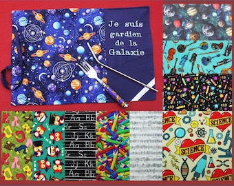 Cotton placemat l'Univers, Alphabet, Music, Failure to embroider, easy to roll for lunch box, party gift, teacher, child, CHSLD etc