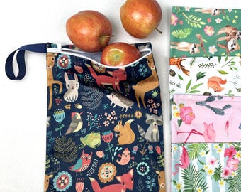 Reusable and washable PUL sandwich bags, shopping bag, snack bag, good for school, travel, work, outing, school, daycare