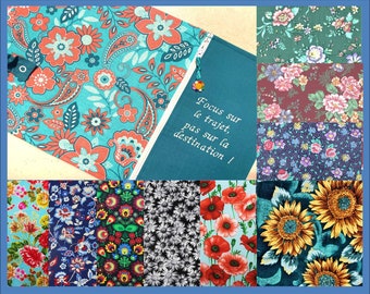 Cotton placemat printed with flowers, embroider or not, to roll for lunch box, at work, outdoors, school, CHSLD ect