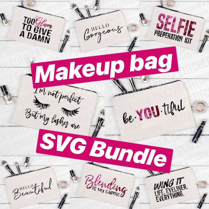 Makeup Bag SVG Bundle. 8 designs Cut files. Silhouette Etsy