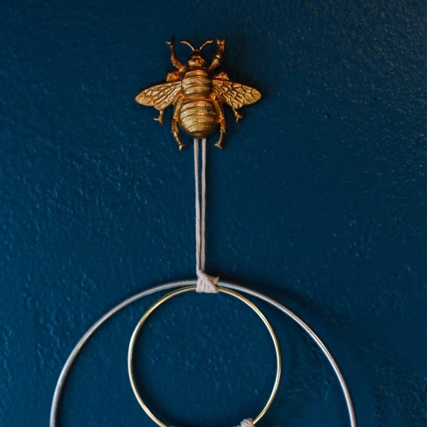 Bee Decor / Insect Decor / Macrame Accessory / Brass Embellishment / Etymology / Scientific Decor / Screw Covers