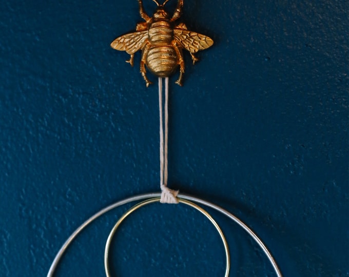 Bee Decor / Insect Decor / Macrame Accessory / Brass Embellishment