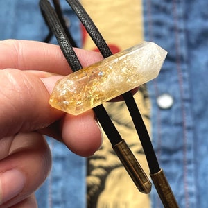 Citrine Bolo Tie - western wear neck tie - coastal cowgirl jewelry - crystal lariat - vegan bolo