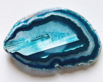 Ponto suspend.it, Ocean tone fixture, teal agate slice decor, screw cover, nail cover, decorative rock