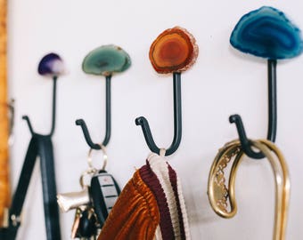 Modern Hook for Entryway // Decorative hook for keys // Towel Hook // Agate Wall Hook // Hat hook // coat hook // purse hook