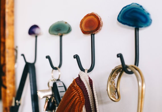 Modern Hook for Entryway // Decorative Hook for Keys // Towel Hook // Agate Wall  Hook // Hat Hook // Coat Hook // Purse Hook 