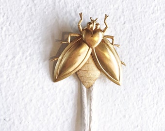 Lovebug Decor / Insect Decor / Macrame Accessory / Brass Embellishment / Etymology / Scientific Decor / Screw Covers