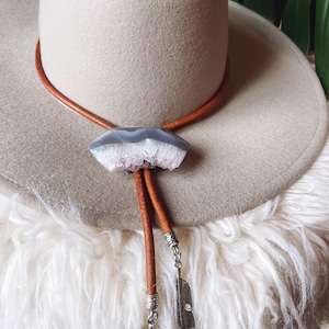 Amethyst hat band, adjustable bolo hat band, Lainey Wilson style, western fashion accessory, decorative hat band