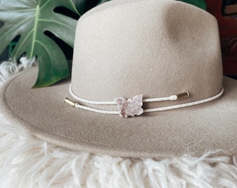 Crystal hat band, adjustable bolo hat band, Lainey Wilson style, western fashion accessory, butterfly hat band