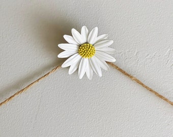 Daisy Wall Hook, Enamel Daisy Wall Hook, White Daisy Screw Cover, Daisy-Mae