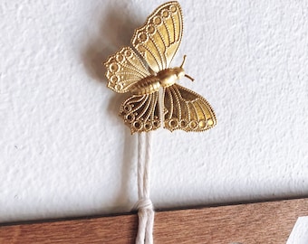 Butterfly Decor / Insect Decor / Macrame Accessory / Brass Embellishment / Etymology / Scientific Decor / Screw Covers