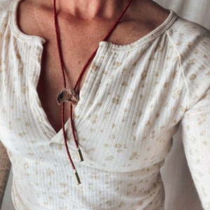 Texas Hold ‘Em, Crescent Bolo Tie - western wear neck tie - coastal cowgirl jewelry, Modern Bolo Tie | Adjustable Lariat Style Necklace