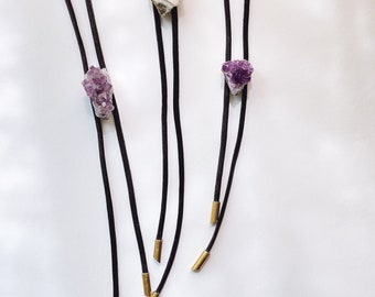 Amethyst bolo tie, purple Bolo tie, western wear accessory, vegan necklace